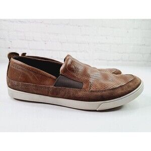 ECCO Slip On Loafers Brown Suede Leather Danish Design Sneakers Mens Size 12